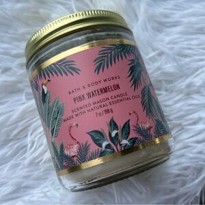 Bath & Body Works Pink Watermelon Single Wick Mason Jar Candle with Lid NEW